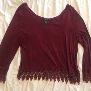 Maroon lace crop top